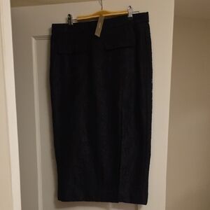 NEW, J. Crew Black Lace-Texture Pencil Skirt